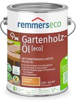 Remmers Gartenholz-Öl [eco], douglasie intensiv, 2,5 Liter, Wetterbeständiges, mattes Öl, aussen und innen, optimal für Terassen & Gartenmöbel, rutschhemmend