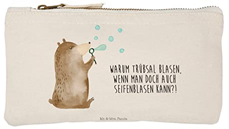 Mr. & Mrs. Panda Mäppchen Bär Seifenblasen Größe S Klein - Geschenk, Pouch, Teddy, Stoffbeutel, kosmetiktäschchen, Lustig Sein Glücklich Traurig Happy, Federtasche, Etui, Schlampermäppchen