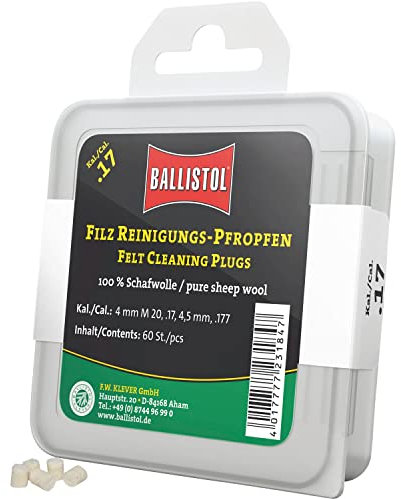 Ballistol Unisex – Erwachsene 23184 Filzreinigungspfropfen, neutral, Kaliber .17/4,5 mm-60 Stück