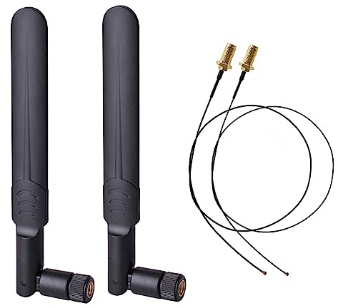2 x 6dBi 2.4GHz 5GHz Dual Band WiFi RP-SMA Male Antenna+2 x 35CM RP-SMA IPEX MHF4 Pigtail Cable for M.2 NGFF WiFi WLAN Card