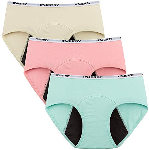 INNERSY Periodenunterschwäsche Mädchen Leichte Blutung 8-16 Jahre 3er Pack | Menstruationsunterwäsche Kinder Baumwolle, Waschbare Period Panties, Unterhosen Teens Auslaufsicher, Periodenslip Teenager