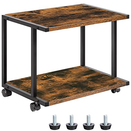 HOOBRO Druckertisch, Druckerständer mit verstellbaren Füßen und arretierbaren Rädern, Druckerwagen Industrie-Design, 42 x 28 x 33 cm, für Büro, Fax, Kopierer, Scanner EBF42PS01