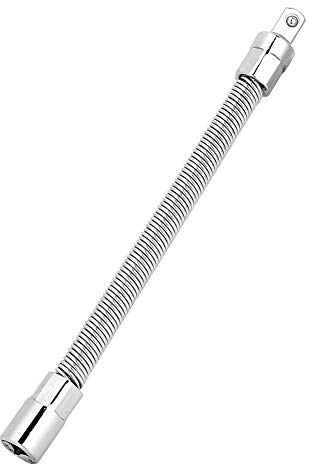 Flexible Extension Bar Shaft Bit Holder Connecting Link 3/8” Bendable Elastic Socket Sleeve Head Post Alloy Universal Soft Shaft Ratchet Wrench Spring Extension Rod (200mm)