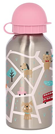 Sigikid 25141 Edelstahl Trinkflasche Katz Green Kinderflasche Mädchen Accessoires empfohlen ab 3 Jahren rosa 400ml, 6.6 x 17 x 6.6