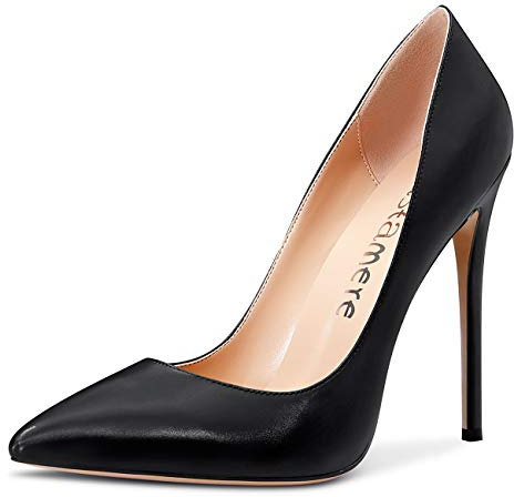 Castamere Scarpe col Tacco Donna Moda Punta Appuntito Tacco a Spillo 12CM High Heels Nero Raso Scarpe EU 44.5