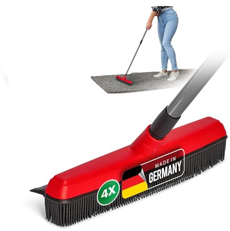 Novaliv 4X Gummibesen mit Teleskopstiel Auto & Abzieher Friseurbesen Gummi Noppenbesen Hundehaarentferner Parkett Besen für Drinnen Steinböden Teppichbesen Bodenabzieher Haushaltsbesen Wunderbesen