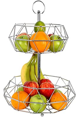 Royal Cuisine 2-Tier Fruit & Veg Storage Rack - Large Silver