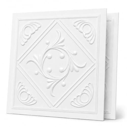 10m² - 40 Stück 3D Paneelen aus Polystyrol, 50x50cm Deckenpaneele, Wandpaneele, Dekoren, Decken - Wandverkleidung, 2-3mm dick Reines Styropor XPS 08107