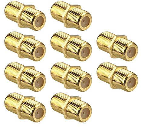 LEENUE Sat Kabel Verbinder, F Stecker Verbinder, 10 Stück | Vergoldet RG6 Koaxial Buchse zu Buchs für Koaxialkabel Antennenkabel Satellitenkabel