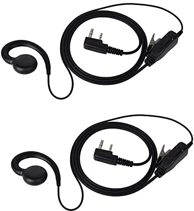 UAYESOK Walkie Talkie Ohrhörer C Typ 2 Pin Surveillance Headset Kopfhörer mit PTT Mikrofon für Kenwood TK-250 Baofeng UV-5R UV-82 BF-888S Retevis TYT Funkgerät (2 Stück)