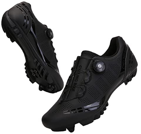 GZQIAWY Professionelle athletische Fahrradschuhe Cleat Herren Rennrad Speed ​​​​Turnschuhe Outdoor MTB Fahrradschuhe Turnschuhe Zapatillas De Ciclismo Schwarz-Berg-Boden 42