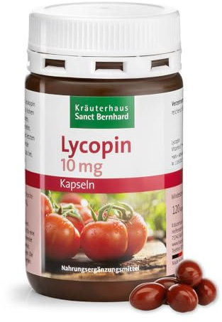 Sanct Bernhard Lycopin 10 mg-Kapseln, mit Lycopin & Vitamin E, zum Schutz der Zellen vor oxidativem Stress, 120 Kapseln
