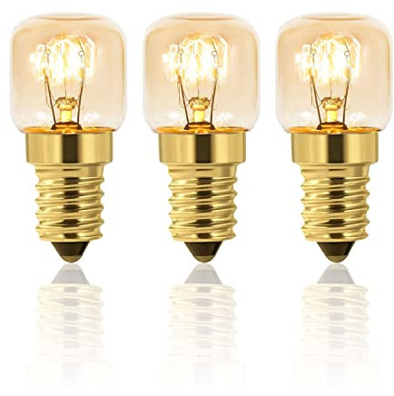 Pack of 3 Oven Light Bulbs T22 E14 Dimmable, 2700K Warm White, Heat Resistant up to 300°C, 80LM, Edison Capsule Light Bulb, for Himalayan Salt Lamp, Home Ovens, Refrigerators, Extractor