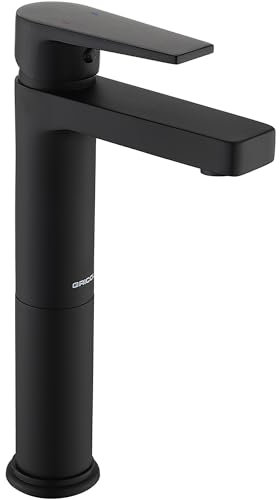 GRICOL Wasserhahn Bad Waschbecken Messing Mischbatterie Einhebelarmatur Badarmaturen Hoch Schwarz