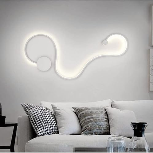 Partenopea Applique Serpente Snake Applique lampada da parete a led illuminazione per interno moderno in alluminio luce 20w per Muro 840x340 mm (Luce Bianca Naturale 4000K)