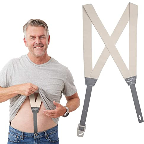 HIKERS - Bretelle nascoste originali da uomo da mettere sotto i vestiti - Button Fly, bianco, 47in - Large
