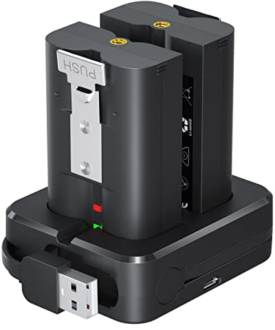2 Battery and Charger Station for Ring | for Video Doorbell 2/3/4/3 Plus, Stick Up Cam (2/3rd Gen) and Spotlight Cam Battery(Pro/Plus)