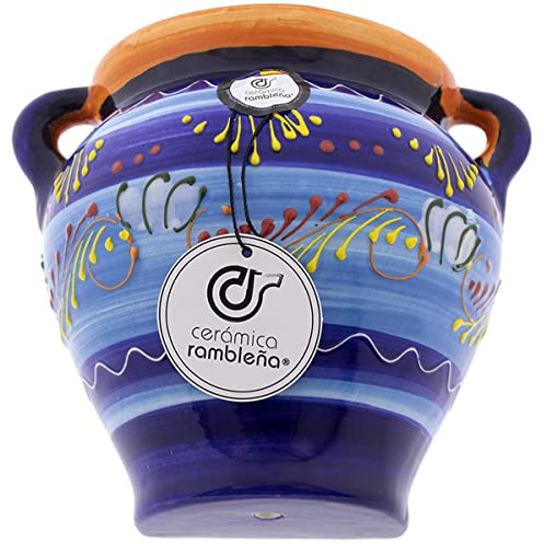 CERÁMICA RAMBLEÑA | Hängetopf | Wandtopf | Wandtopf | Modell 03 | 100% handdekoriert | 18x16x14 cm