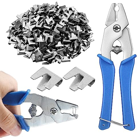 Zankie Wire Cage Fastening Pliers with 300 Clips for Poultry, Hamsters, and Birds - Safe Buckle Tool