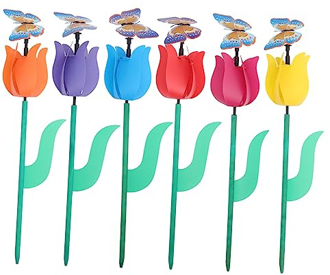 Yardwe 6pièces Décorations Extérieures Moulins à Vent Décoratifs Forme De Tulipe pour Jardin
