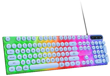 Teclado Mecánico para Juegos de Máquina de Escribir, con Cable Retroiluminado LED de 104 Teclas Redondas, Compatible con Linux