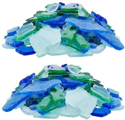 4 Lbs /64 Oz Frosted Blue Green Clear Mix Sea Glass Crushed Seaglass Pieces Vase Filler Aquarium Decor for DIY Art Crafts Beach Christmas Tree Wedding Party Decor