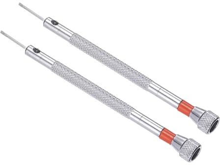 CoCud Lot de 2 Mini Tournevis Fendu Taille 1.2mm en Acier au Carbone Rouge | Tournevis à Tête Plate, Longueur 90mm, pour Lunettes Montres