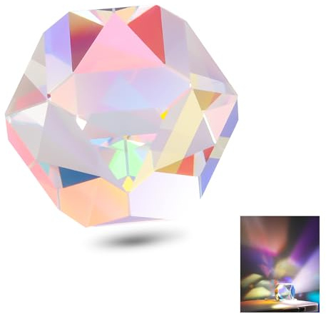 NEEWER Prisme Polyèdre Cristal K9 de 20mm, Cube en Verre Optique Couleur HD, Prisme à Dispersion RGB, Prisme Optique à Facette pour Photographie,Décoration,éducation Physique du Spectre Lumineux,CY004