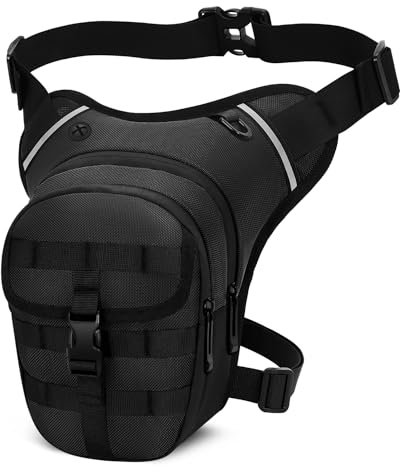 VOBUKE Beintasche Motorrad Herren Oberschenkeltasche Damen Wasserdicht Sport Beinholster Reflektierende Taktische Gürteltasche Motorrad Tasche Bein mit 4 Tasche Militär Leg Bag für Laufen Radfahren