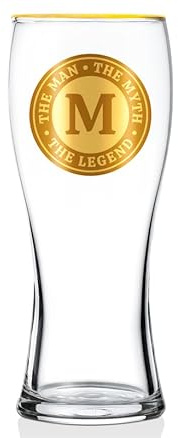 Onebttl Personalised Beer Glass for Men, Funny Custom Alcohol Gifts for Beer Lovers, Unique Christmas Birthday Gifts for Him, The Man The Myth The Legend, M
