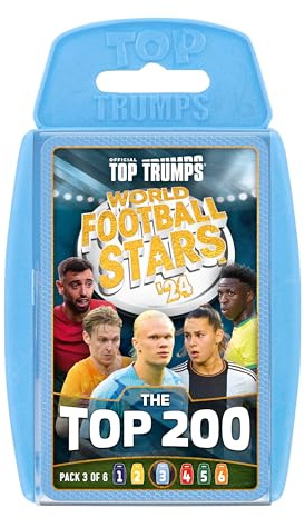 Top Trumps World Football Stars Top 200 Kartenspiel-Set, ab 6 Jahren, Spielen mit Haaland, Benzema, Otamendi und Navas, pädagogisches Geschenk für Kinder ab 6 Jahren