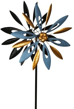 Windrad Windspiel Mehrfarbig aus Metall als Gartenstecker Höhe 183 cm ⌀ 59 cm
