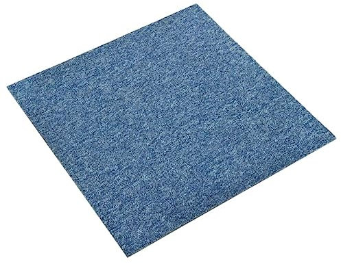 Willood Teppichfliesen 20 Stk. Selbstliegend Bodenbelag Teppichboden Teppich Fliese Fliesen Schutzmatten Matten Teppichplatten 5 m² 50x50 cm Blau