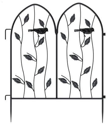Magnifique clôture de jardin en fer noir, design classique, adaptée aux jardins, cours et allées, installation facile, forme élégante, ajoute du charme à votre espace extérieur(46*60cm(3 piece))