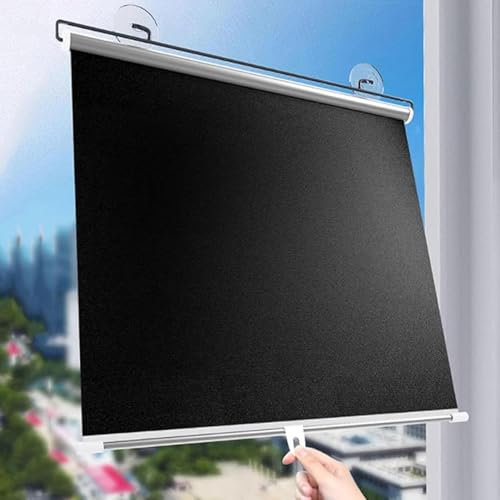 Personifizieren Verdunklungsrollo,Verdunkelungsrollo mit Saugnapf ohne Bohren Sonnenschutz Rollo Verdunkelungsrollo Einziehbare Temporäre Jalousien 99% Blackout für Balkon Küche Büro Auto