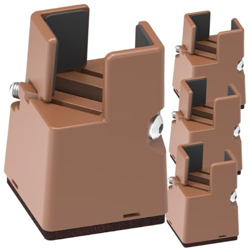 WHAMVOX Adjustable Furniture Risers for Bed and Table Legs, 4pcs Brown Platform Bed Riser Blocks 5cm Height, Compatible with 22-42mm Desk and Chair Legs for Dorm and Home Use