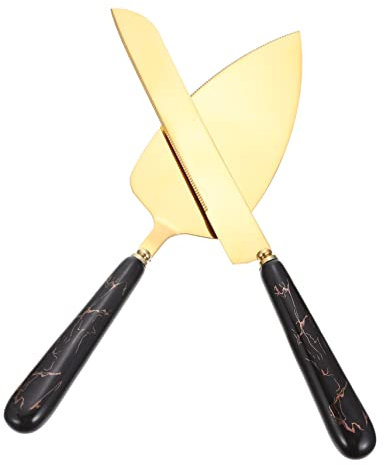 Amosfun Cuchillo y Espátula Mango De Servo De Pasteles De Bodas para Cortar Queso y Servir Pizza Casa