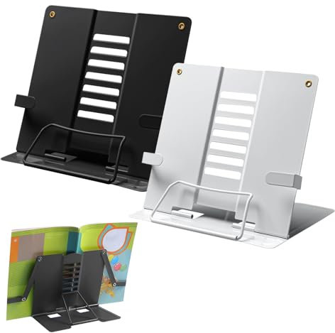 Leseständer, OBDKCAN 2 Stück Leseständer Metall Kochbuchhalter Verstellbar Bücherständer Leseständer Tablette für Küche Arbeitszimmer Büro Schule Kochbuchständer