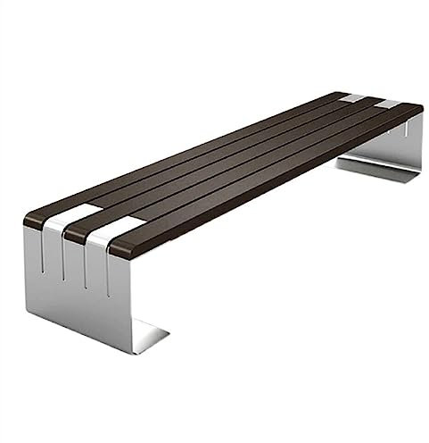 Lizhuzhuzs28 Parkbank Outdoor-Parkbank, Moderne Holz-ESS-/Picknickmöbelbänke mit Stahlrahmen, Outdoor-Freizeitbänke ohne Rückenlehne for Hinterhof, Garten, Rasen Gartenbank(200 * 42 * 42cm)