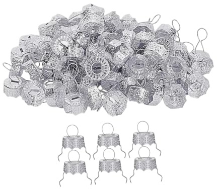 50x Weihnachtsschmuck-Kappen, Silber