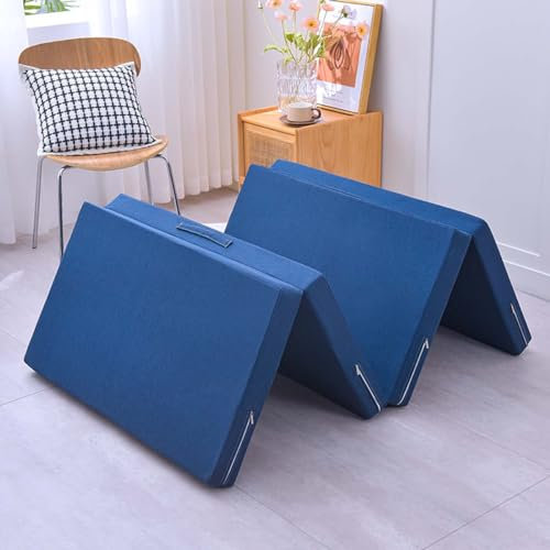 Tragbare Klappmatratze mit Griff für Gäste, Camping und Reisen, weicher Schaumstoffboden, Futon-Sofabett (Einzelbett/Doppelbett)