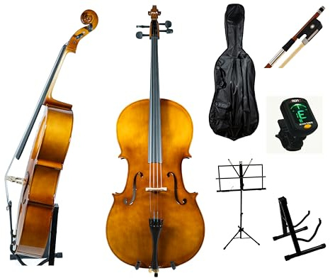 Yellow Musikhaus Cello Set in verschiedene Größen mit 10 Teilen! YM103 (Perfektes Set für Anfänger! Dieses umfassende Set enthält 10 hochwertige Produkte, ideal für den Einstieg ins Cellospiel!) (1/2)