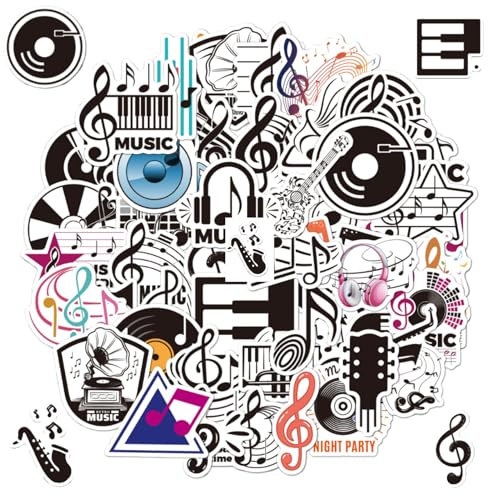 50 Pack Music Stickers,Waterproof Vinyl Guitar Stickers for Crafts