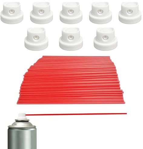 200 st 12 cm ersättning sprayburkar förlängningssugrör, 8 st. ersättning sprayhuvud för sprayburkar röd plast aerosol sprayflaska sugrör för trånga ställen färg rengöringsmedel smörjmedel olja