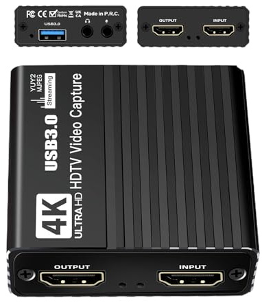 4K Capture Card | 1080P Record Capture Device - 60FPS Adapter, 4K Device for TV Console Recording Monitor Live Broadcast Teaching Conference