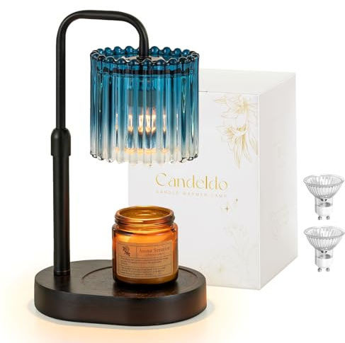 Candeldo Candle Warmer Lamp with Timer: Navy Blue Candle Warming Lamp with 2 Bulbs Height Adjustable Wax Melt Dimmable Bedroom Decor for Women | Height Adjustable, Dimmable, with 2 Bulbs, Modern Farmhouse Decor for Bedroom, Home, Gifts for Women, Birthday, Housewarming