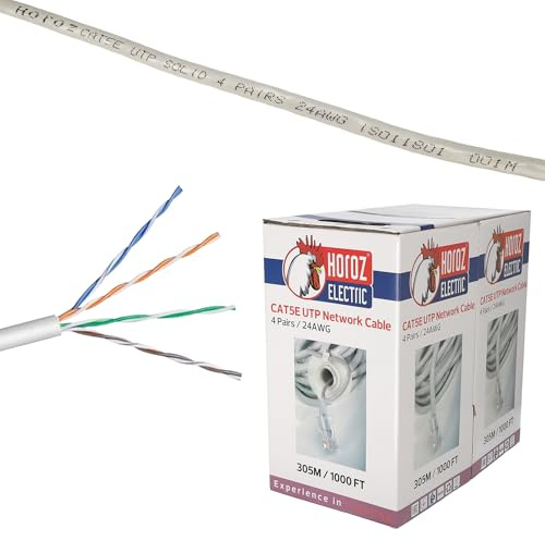 HOROZ ELECTRIC Cable Ethernet CAT5e - 100 metros - Cable de Red UTP LAN CAT 5e sin Blindaje / 24 AWG - 1 Gb/s y 100 MHz para Internet, Router, Módem y Ordenador