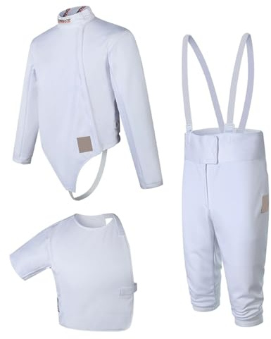 WANGCEPLSD Tuta da Scherma 450N, Giacca di Scherma Unisex, Tessuto di Seta Ghiacciata Resistente, per Destrorsi, per Spada, Sciabola, Fioretto(#50)
