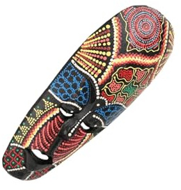 lopituwe Vibrant African Crafts Mask Wall Hanging Unique Chiseled Wooden Decor Brightening Up Any Living Space African Wall Mas Mask Painted Crafts, 10.5x25cm