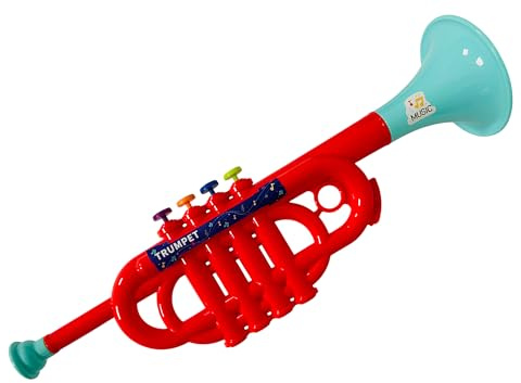 Tromba Giocattolo per Bambini cm 35 a 4 Tasti Trombetta Plastica Sax Giocattolo Sassofono cm 35 a 8 Tasti Jazz Strumenti Musicali a Fiato Giocattolo Sax Horn , Colori Assortiti Casuali (TROMBA b)